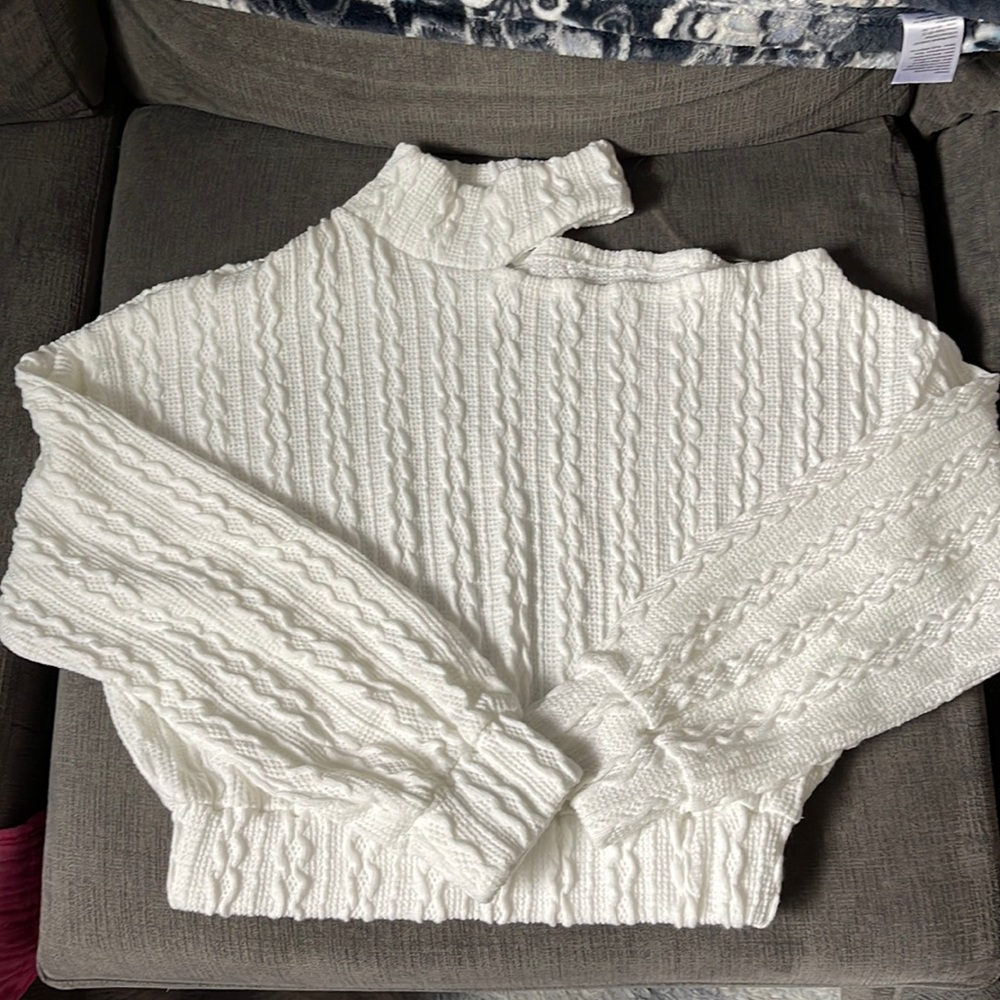 White sweater, Never worn, Off the shoulder